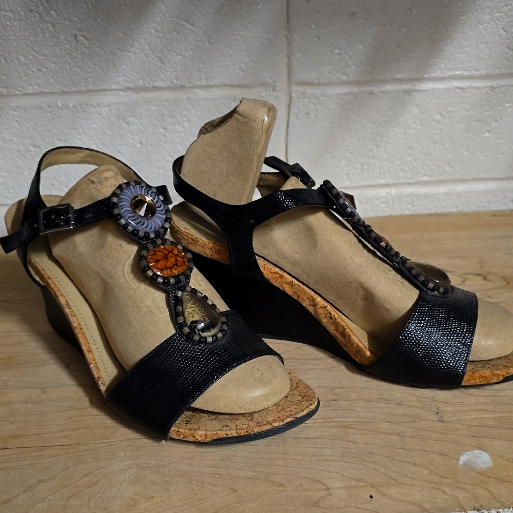 Elegant Black Wedge Sandals